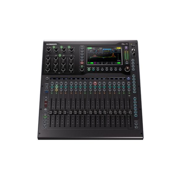 Allen&Heath QU-5D digitális keverőpult DANTE porttal, 16+1 Fader, 16mikrofon bemenettel lokálisan, 38 processzálható csatorna, 12 sztereó Mix + 4 mátrix + LR kimenet, 6 sztereó FX Processzor, SLINK Port