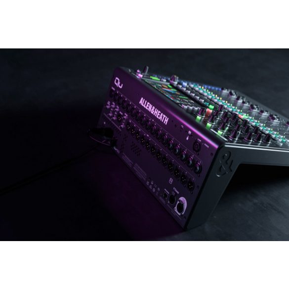 Allen&Heath QU-5D digitális keverőpult DANTE porttal, 16+1 Fader, 16mikrofon bemenettel lokálisan, 38 processzálható csatorna, 12 sztereó Mix + 4 mátrix + LR kimenet, 6 sztereó FX Processzor, SLINK Port