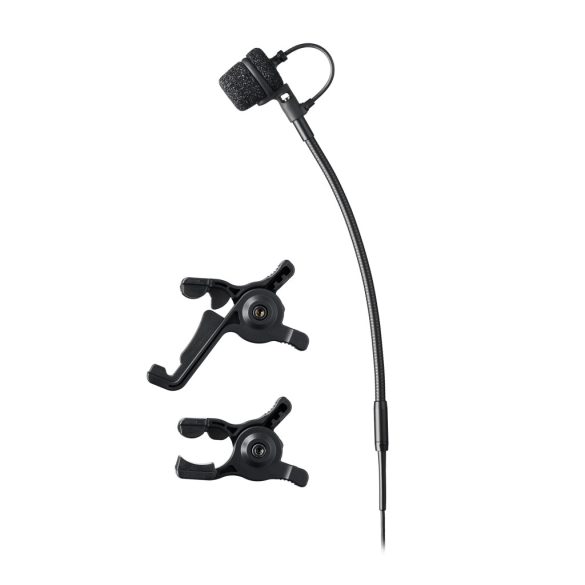 Audio-Technica ATM355VFCH, kardioid kondenzátor hangszermikrofon hegedű és fuvola adapterrel, cH csatlakozóval