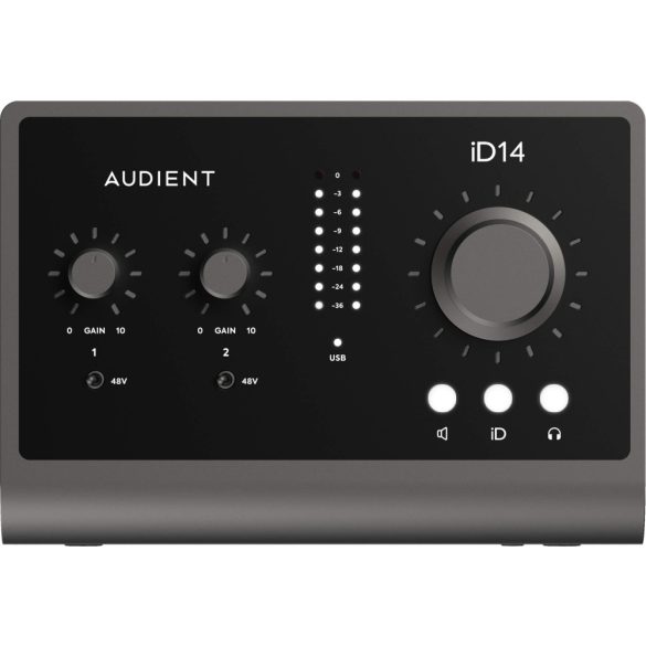 Audient iD14MK2, 24-bit/96 kHz USB3.0 BUS powered audió interface, 2x Class-A Audient Console Mic Preamp