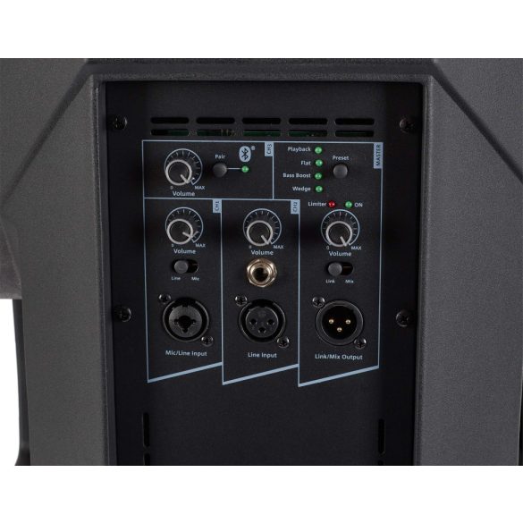 dB Technologies KL 12 két utas aktív, műanyag hangdoboz, beépített erősítővel, Bluetooth kapcsolattal 800W, 1x12" + 1x1,3" hangszóróval,  3 bemenettel