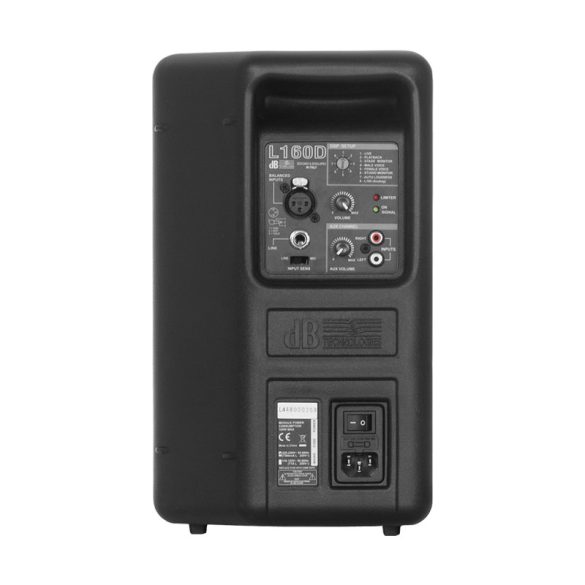 dB Technologies L 160 D két utas, kisméretű aktív, műanyag hangdoboz, beépített erősítővel, 160W, 2x6,5" + tweeter hangszóróval