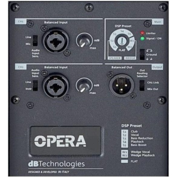 dB Technologies OPERA 10 két utas aktív, műanyag hangdoboz, beépített erősítővel, 600W RMS, 1x10" + 1x1" hangszóróval,  DSP-vel