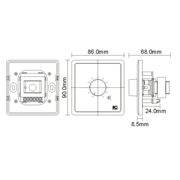 ITC T673F passzív hangerőszabályozó 100V-os rendszerekhez 30W, DC24V relével