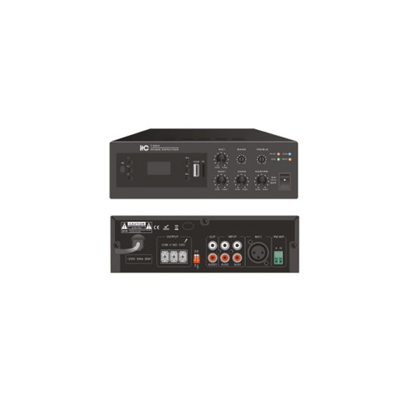 ITC TB40 asztali kisméretű keverőerősítő MP3(USB-TF, Bluetooth) szimmetrikus bemenet fantom táp 40W
