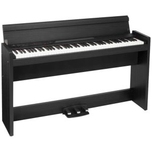 KORG LP-380U RWBK slim design digitális zongora, 88 billentyű, RH3 mechanika, fa erezetes fekete színben, billentyűfedéllel, USB MIDI csatlakozóval