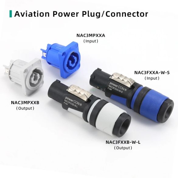 Neutrik NAC3MPXXA powerCON beépíthető hálózati bemenet 250VAC/20A, IEC 623681, kék