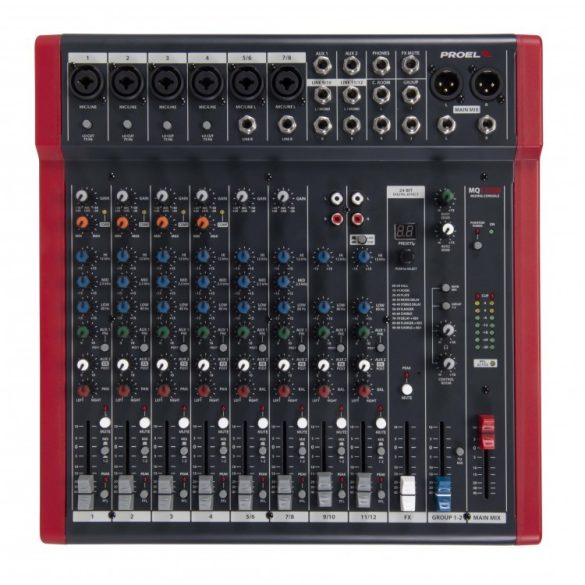 Proel MQ12USB Analóg keverő, 12 bemenet, beépített effekt, USB