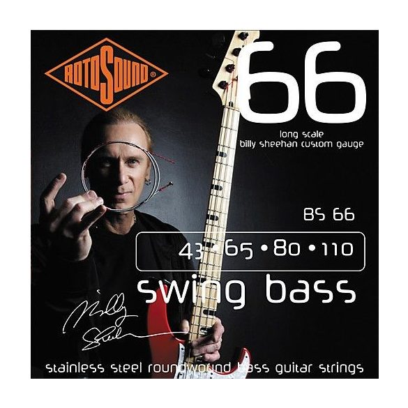 Rotosound BS66 basszusgitár húrkészlet, rozsdamentes acél, 43 65 80 110  BILLY SHEEHAN SET