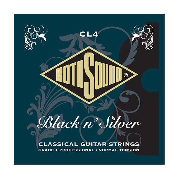 Rotosound CL4  llasszikus gitár húrkészlet, fekete nylon/ezüst, normál feszítés