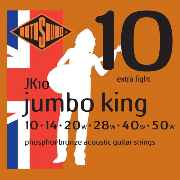 Rotosound JK10 akusztikus gitár húrkészlet, foszfor-bronz, 10 14 20 28 40 50