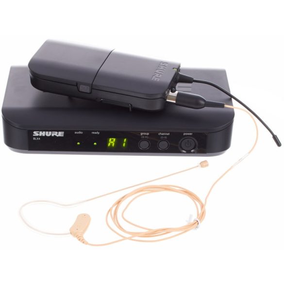 Shure BLX14E/MX53 Presenter szett: zsebadó, vevő, MX153T/O-TQG fülmikrofon