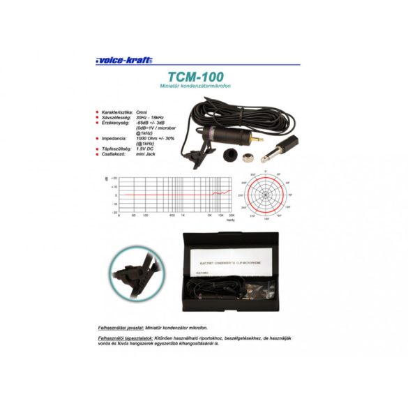 TCM-100 Csíptetős kondenzátor mikrofon